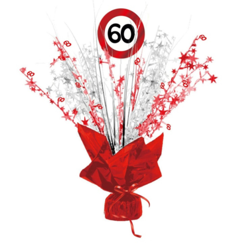 Udo Schmidt Glitzer Tischdeko 60 Verkehrsschild 40 cm aus Kunststoff festliche Tischdekoration zum 60. Geburtstag